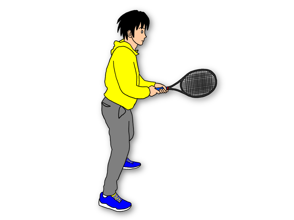 テニスのグランドストロークを打つとき、最初の構え(レディポジション)でのラケットの持ち方は2種類ある